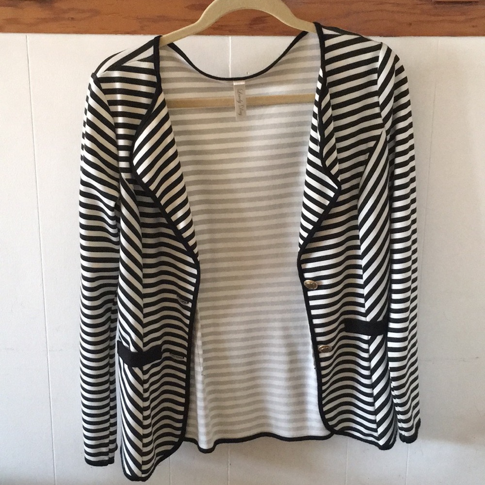 Black and white striped blazer